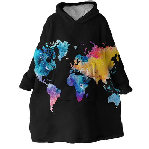 Image of World Map SWLF0764 Hoodie Wearable Blanket