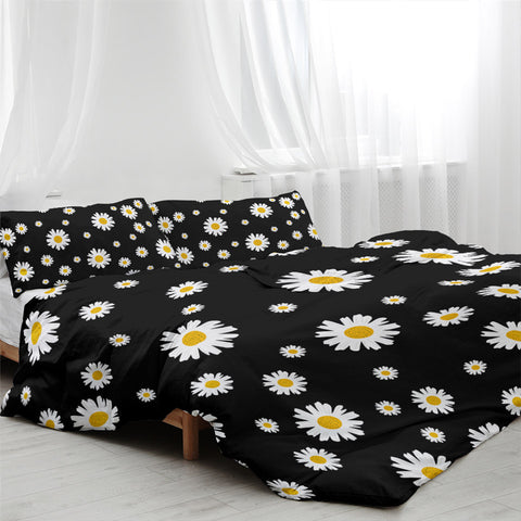 Image of Daisy Patterns Black Bedding Set - Beddingify