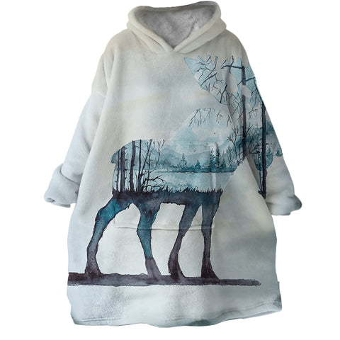 Image of Winter Moose SWLF0294 Hoodie Wearable Blanket