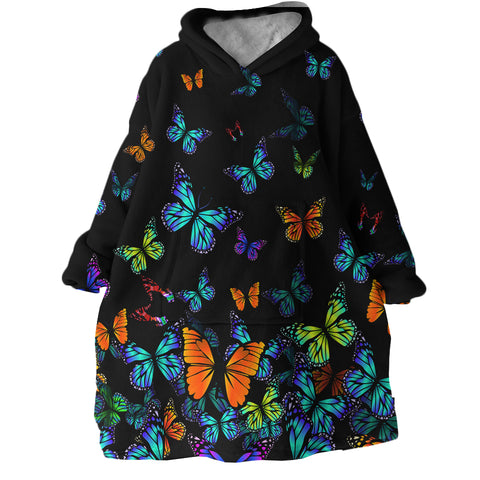 Image of Glowing Butterflies SWLF1554 Hoodie Wearable Blanket