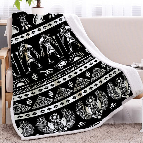 Image of Pharaon Scripture Black Sherpa Fleece Blanket