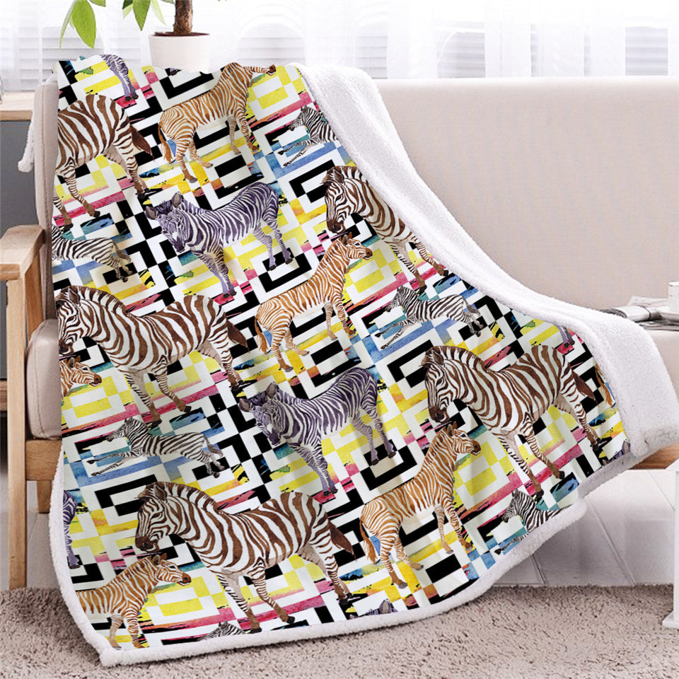 Zebras Pattern Sherpa Fleece Blanket
