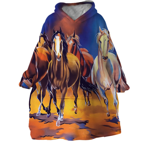 Image of Horse Race SWLF0758 Hoodie Wearable Blanket