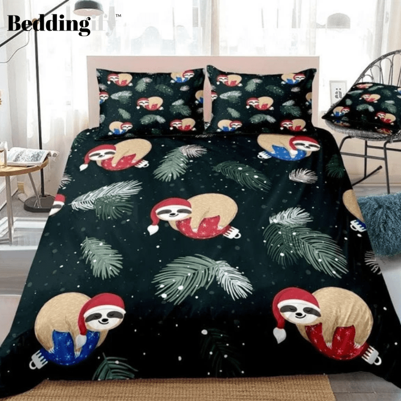 Sloths Sleeping on Christmas Balls Bedding Set - Beddingify