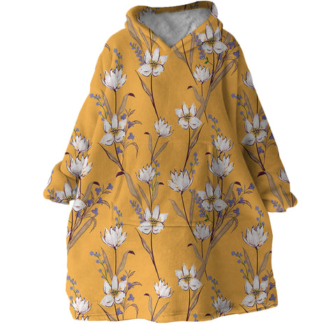 Image of White Flowers Mango SWLF2320 Hoodie Wearable Blanket