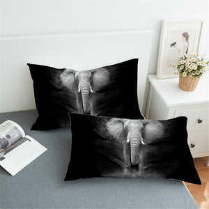3D Elephant B&W Pillowcase