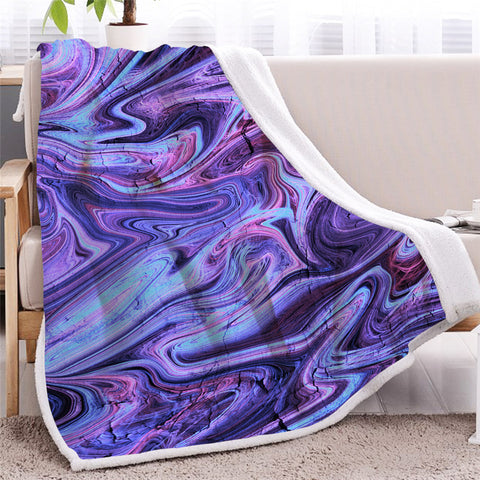 Image of Purple Marble Themed Sherpa Fleece Blanket