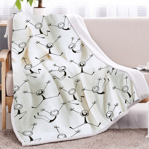 Image of Stick Men Themed Sherpa Fleece Blanket