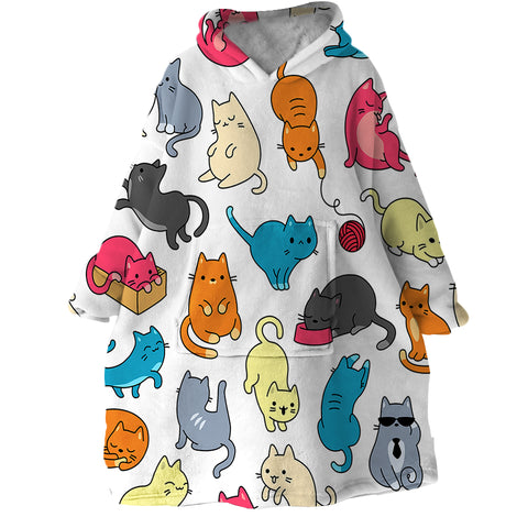 Image of Playful Cats SWLF0093 Hoodie Wearable Blanket