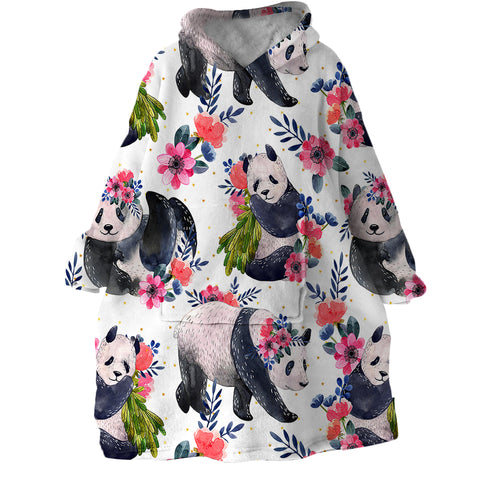 Image of Floral Panda SWLF0059 Hoodie Wearable Blanket