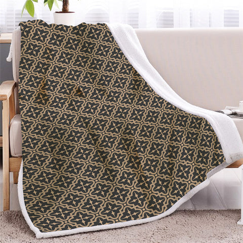 Image of Brown Geometric Themed Sherpa Fleece Blanket