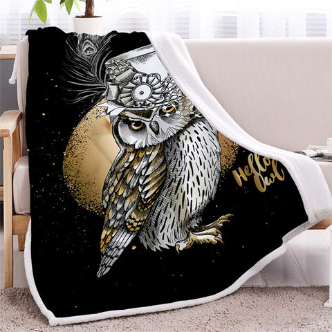 Image of Wild Owl Sherpa Fleece Blanket