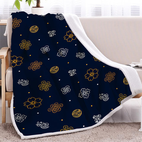 Image of Chinese Knot Sherpa Fleece Blanket