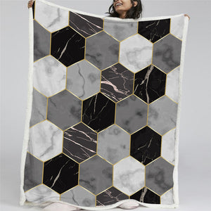 Geometric Marble Sherpa Fleece Blanket - Beddingify