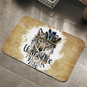 Brave&Free Tribal Wolf Door Mat