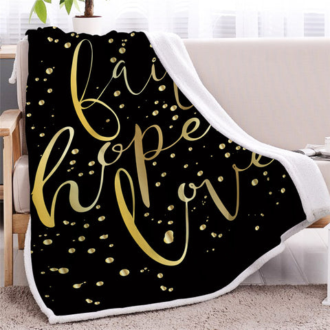 Image of Faith Hope Love Sherpa Fleece Blanket