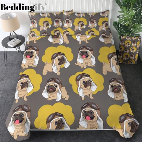 Image of Hippie Pug Comforter Set - Beddingify