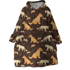 Puppies Brown SWLF2395 Hoodie Wearable Blanket