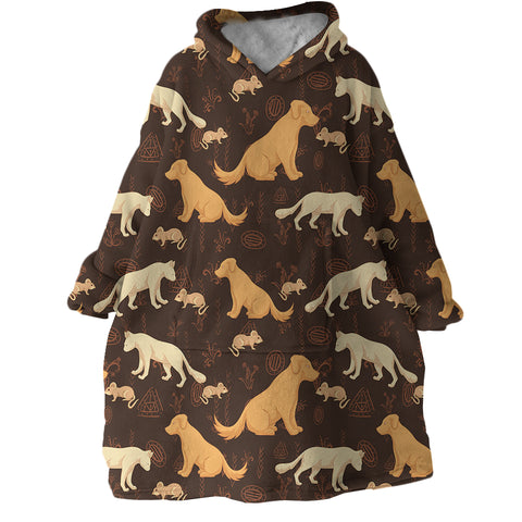 Image of Puppies Brown SWLF2395 Hoodie Wearable Blanket