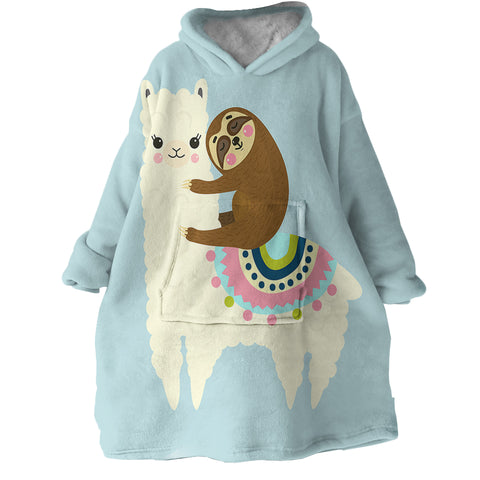 Image of Llama Sloth SWLF1662 Hoodie Wearable Blanket