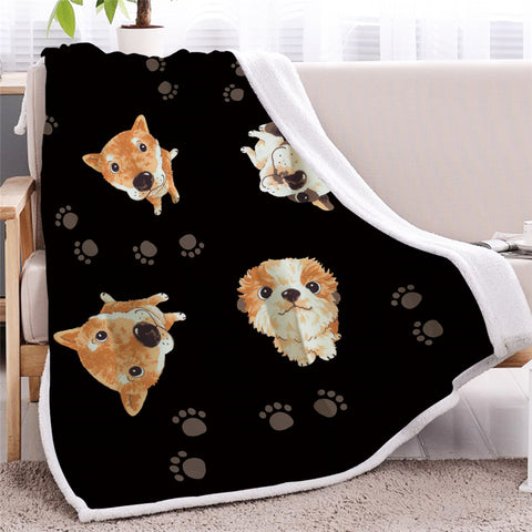 Image of Adorable Dogs Sherpa Fleece Blanket - Beddingify