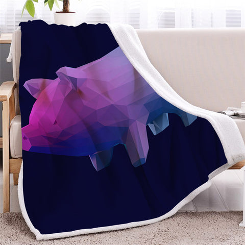 Image of Purple Pig Themed Sherpa Fleece Blanket