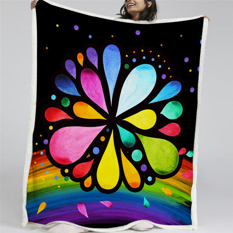 Image of Hippie Flower Sherpa Fleece Blanket - Beddingify