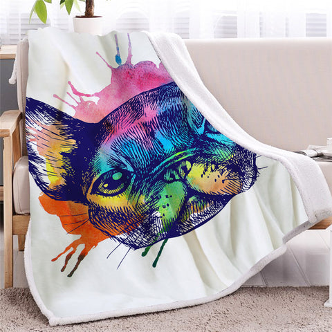 Image of Colorfull Bulldog Face Sherpa Fleece Blanket