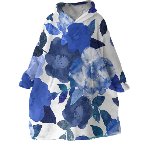 Image of Blue Flowers SWLF0629 Hoodie Wearable Blanket