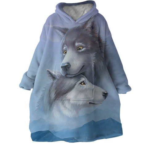 Image of Wolf Couple SWLF2027 Hoodie Wearable Blanket