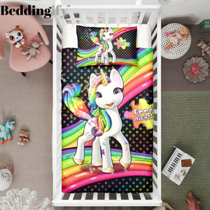 Double Rainbow Unicorn Crib Bedding Set - Beddingify