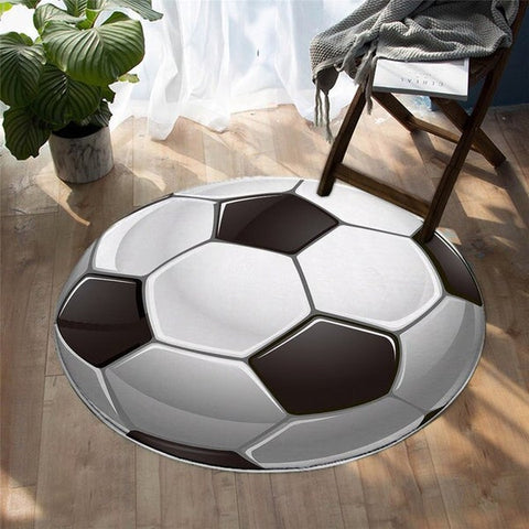 Image of Football Sport Area Rug Round Carpet