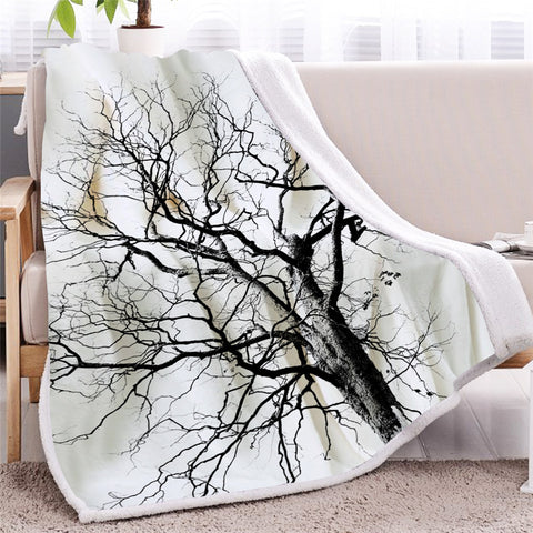 Image of Black Branches Sherpa Fleece Blanket