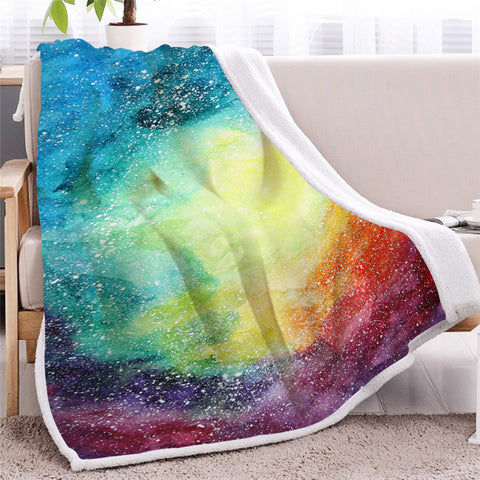 Image of Galaxy Colorful Themed Sherpa Fleece Blanket