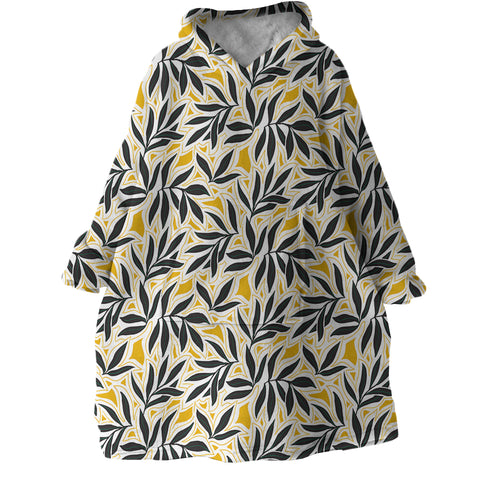 Image of Black Leaves SWLF2246 Hoodie Wearable Blanket