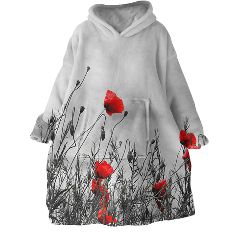 Image of Red Poppies SWLF1640 Hoodie Wearable Blanket