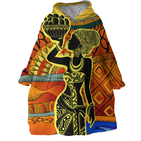 Image of African Basket Lady SWLF1496 Hoodie Wearable Blanket