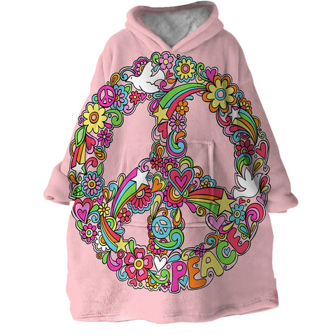 Image of Peace Sign SWLF0445 Hoodie Wearable Blanket