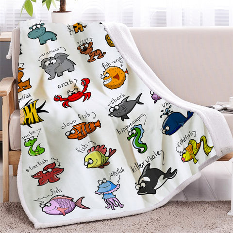 Image of Alphabet Animal Sherpa Fleece Blanket - Beddingify