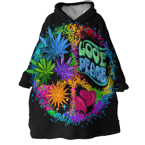 Image of Love & Peace Sign SWLF0304 Hoodie Wearable Blanket