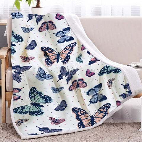 Image of Vintage Butterflies Themed Sherpa Fleece Blanket