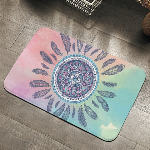 Image of Feather Ring Mandala Dreamy Door Mat