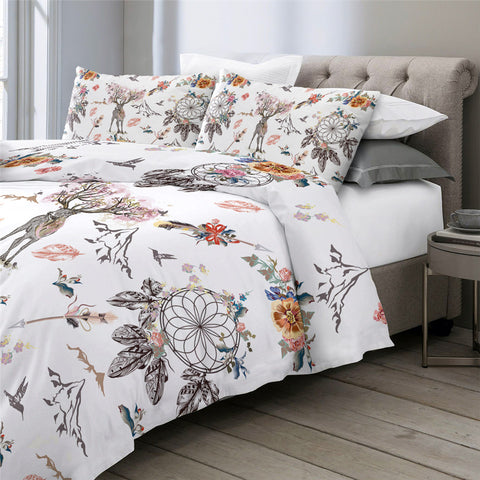 Image of Elk Dream Catcher White Bedding Set - Beddingify