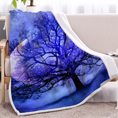 Image of Moon Tree Themed BLMT2210 Sherpa Fleece Blanket