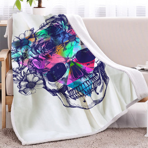 Image of Skull Themed Sherpa Fleece Blanket