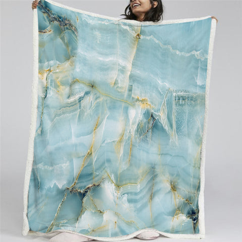 Image of Blue Marble Sherpa Fleece Blanket - Beddingify