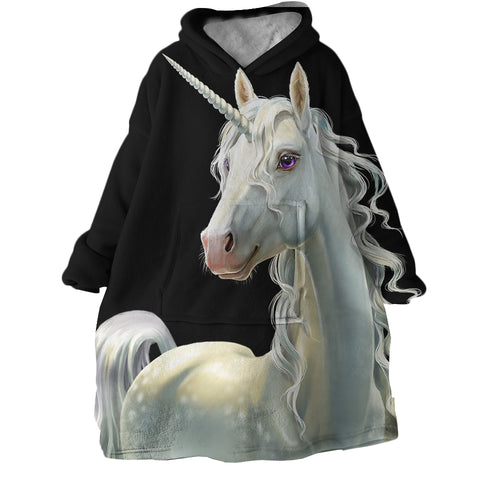 Image of White Unicorn SWLF0037 Hoodie Wearable Blanket