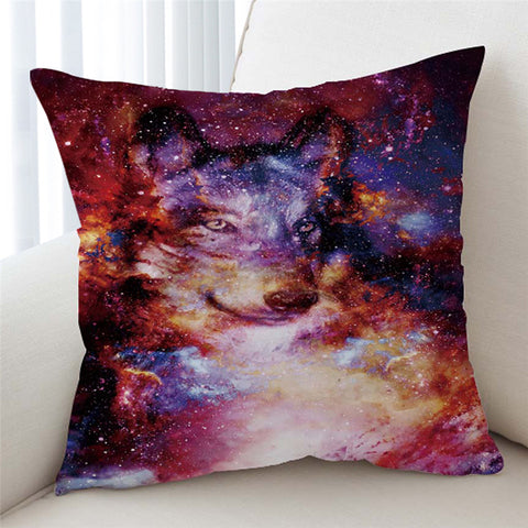 Image of Cosmic Wolf Galaxy Cushion Cover - Beddingify