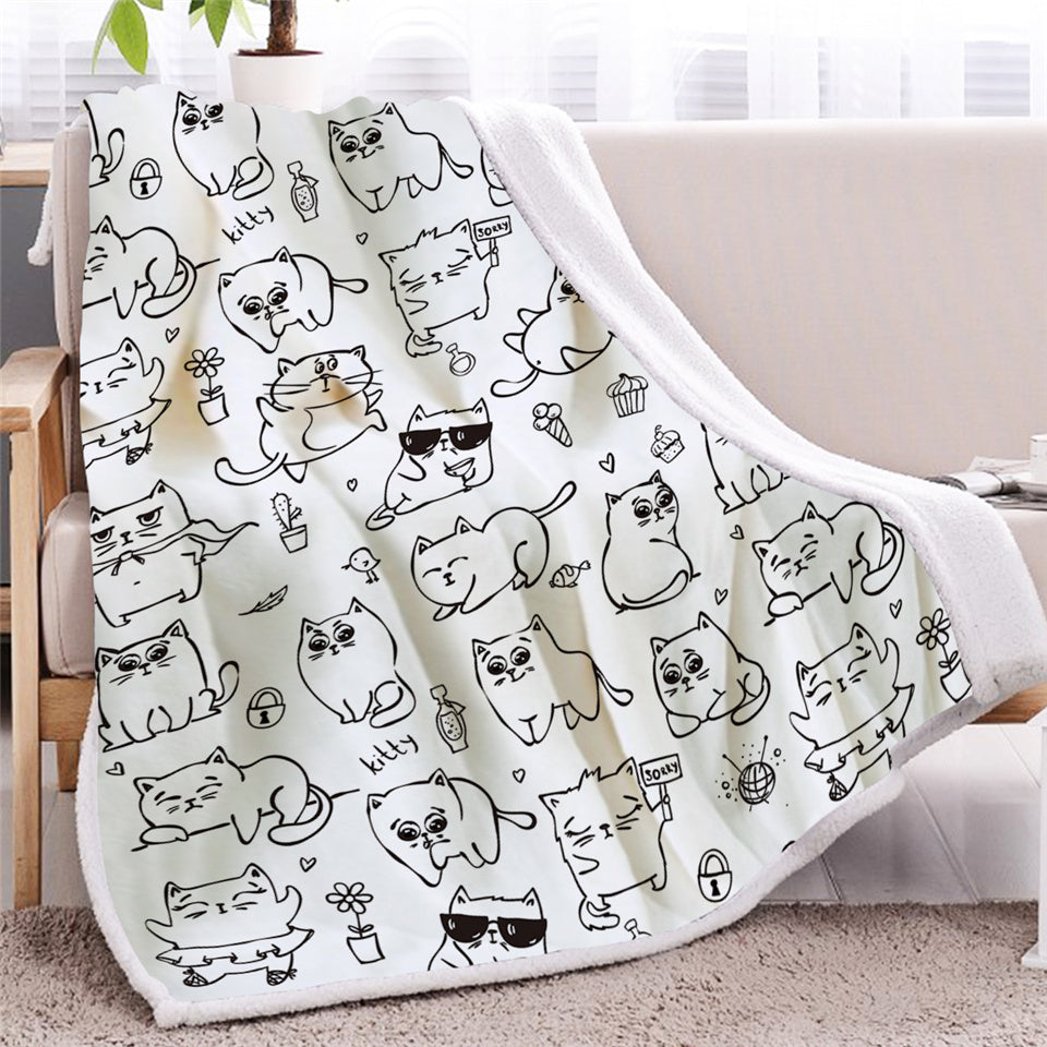 Cute Cats Sherpa Fleece Blanket - Beddingify