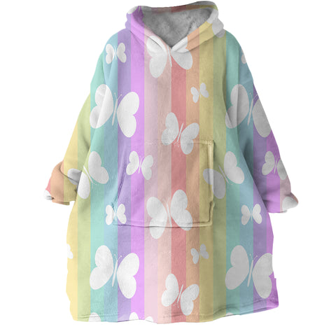 Image of Rainbow Themed Butterflies SWLF1008 Hoodie Wearable Blanket